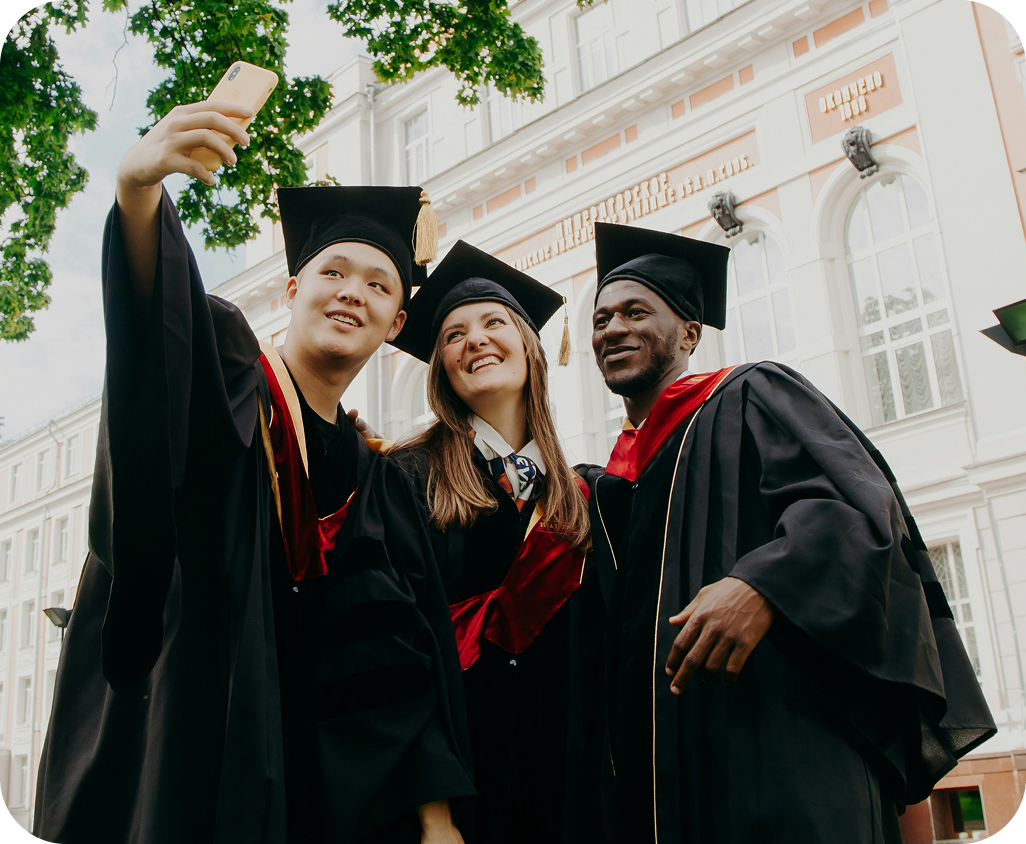 Graduates taking selfie